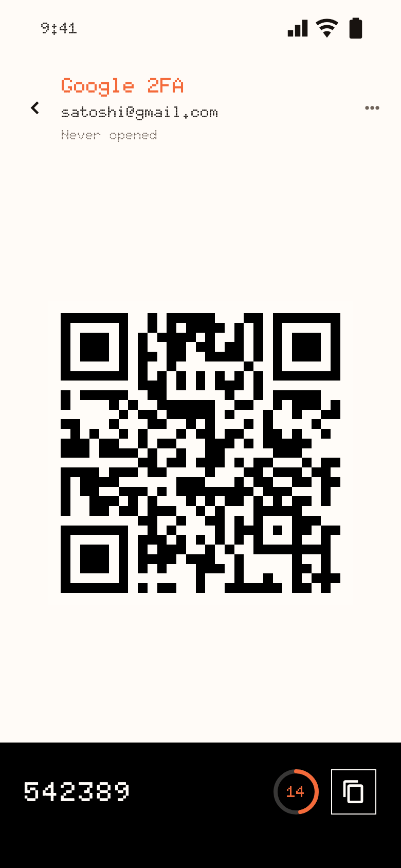 A 2FA code with a countdown